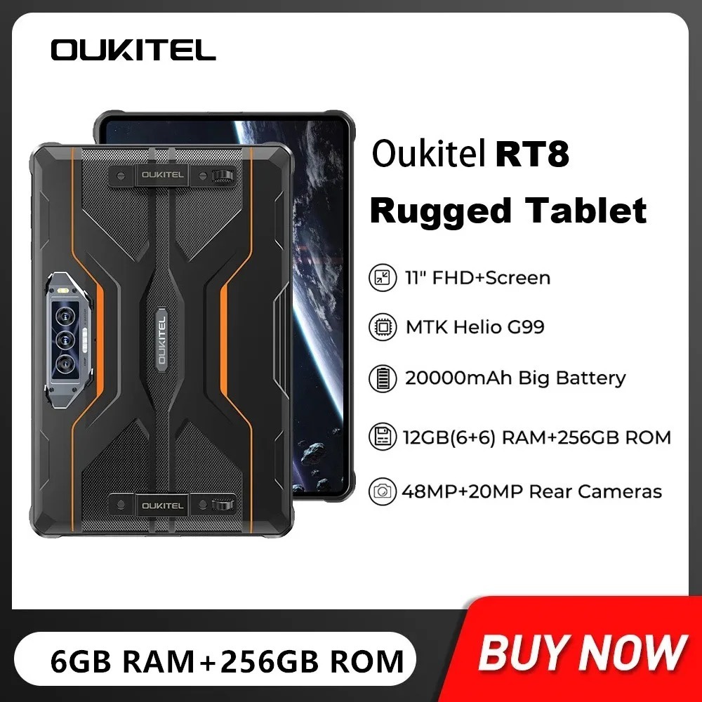 Oukitel RT8 20000mAh 11 นิ้ว FHD+ หน้าจอ 6GB+256GB Helio G99 กล้อง 48MP PC 33W Android 13