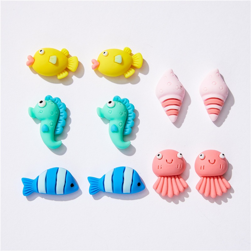 10 ชิ้น / แพ็ค แมงกะพรุนทะเล ซีรีส์ กาวครีม โฮมเมด DIY โทรศัพท์มือถือ เคส กิ๊บติดผม ตกแต่งเรซิ่น หลังแบน