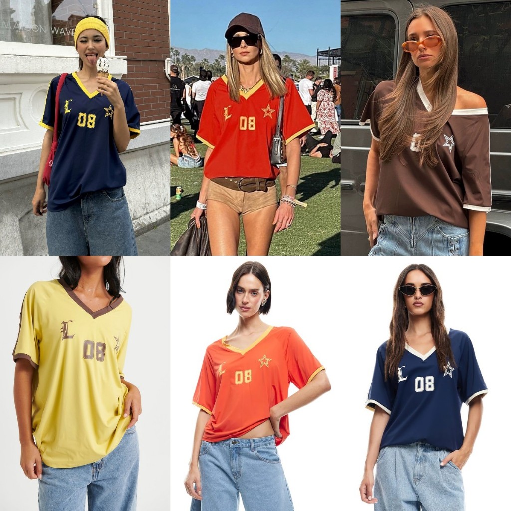 สองครั้ง เสื้อยืดสไตล์เดียวกันเสื้อยืดผู้หญิง เลขที่.08 ไม่จํากัดเพศ เสื้อยืดกีฬาขนาดใหญ่พิมพ์หมายเลข 08 ถนนสวมใส่สําหรับสาวเทรนด์ร้อน 2567