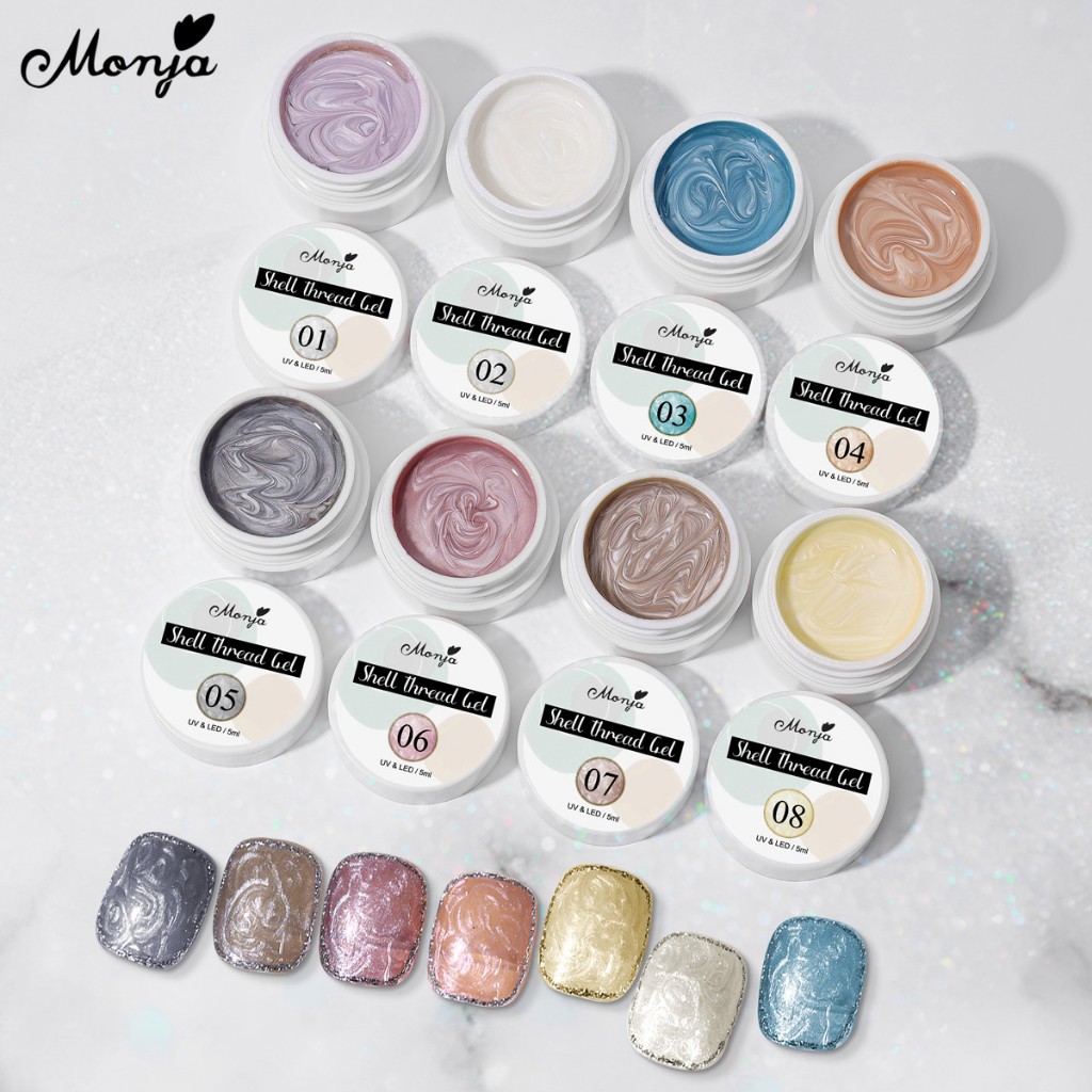 Monja เล็บเจลชุด Liner ภาพวาดเจลชุด Glitter เจล Polish แฟลชสะท้อนแสง เคลือบเงา เครื่องมือทําเล็บ ราคา ถูกที่สุด ดีลบีเคเค แกลเลอรีภาพที่ 8