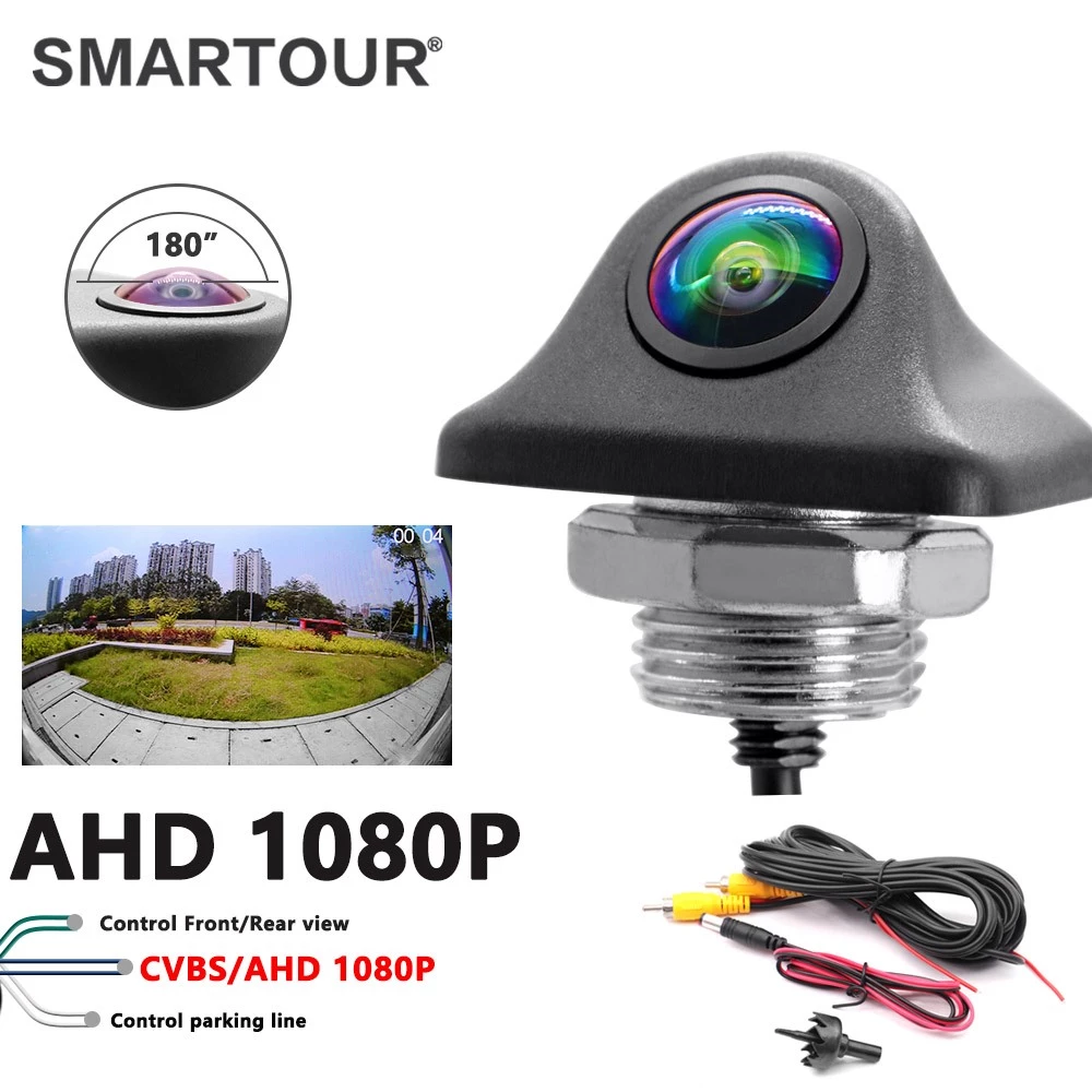 180 องศา 4K AHD1080p กันน้ํา Night Vision AHD CBVS CCD รถด้านหน้า/ด้านหลังดูย้อนกลับกล้อง