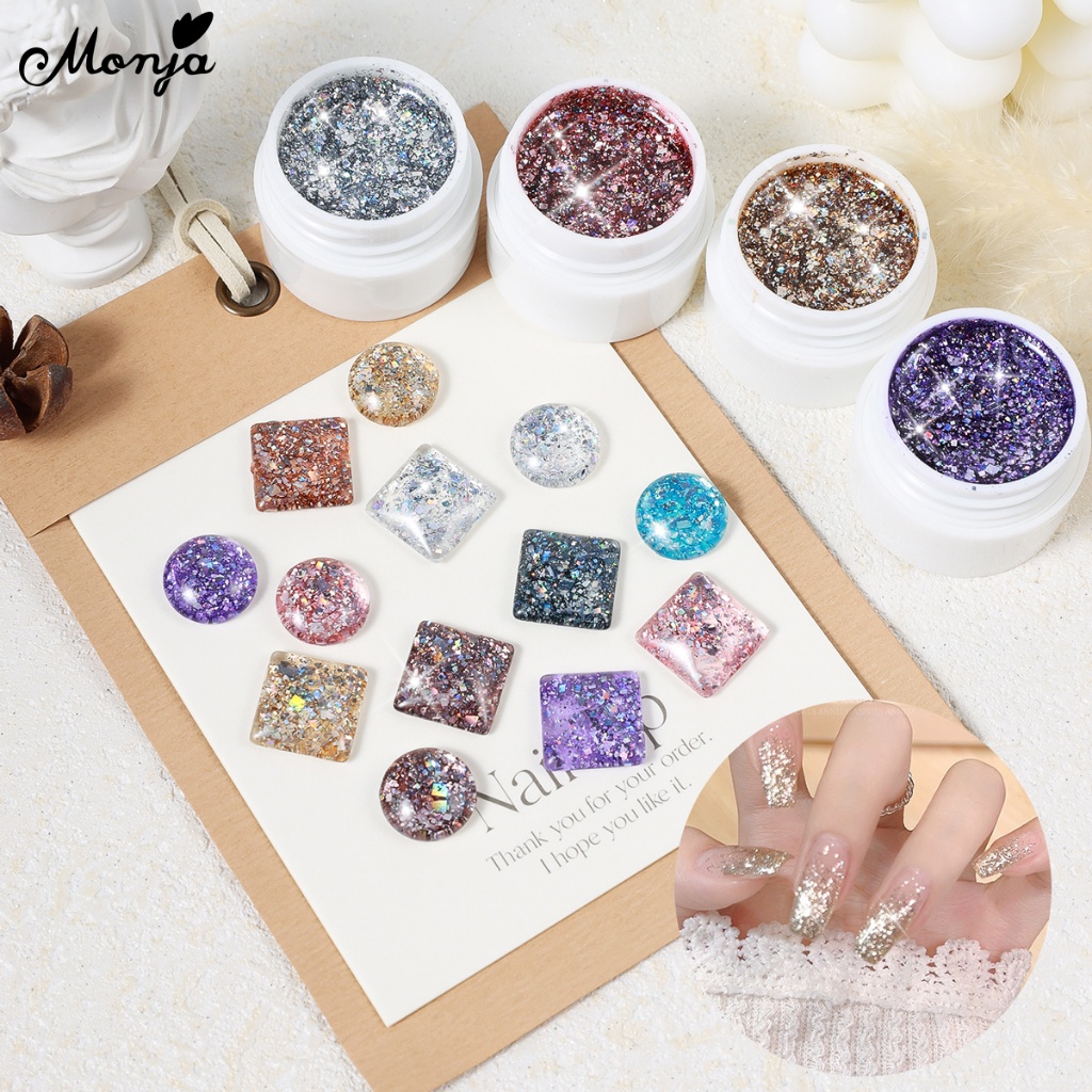 Monja เล็บเจลชุด Liner ภาพวาดเจลชุด Glitter เจล Polish แฟลชสะท้อนแสง เคลือบเงา เครื่องมือทําเล็บ ราคา ถูกที่สุด ดีลบีเคเค แกลเลอรีภาพที่ 9