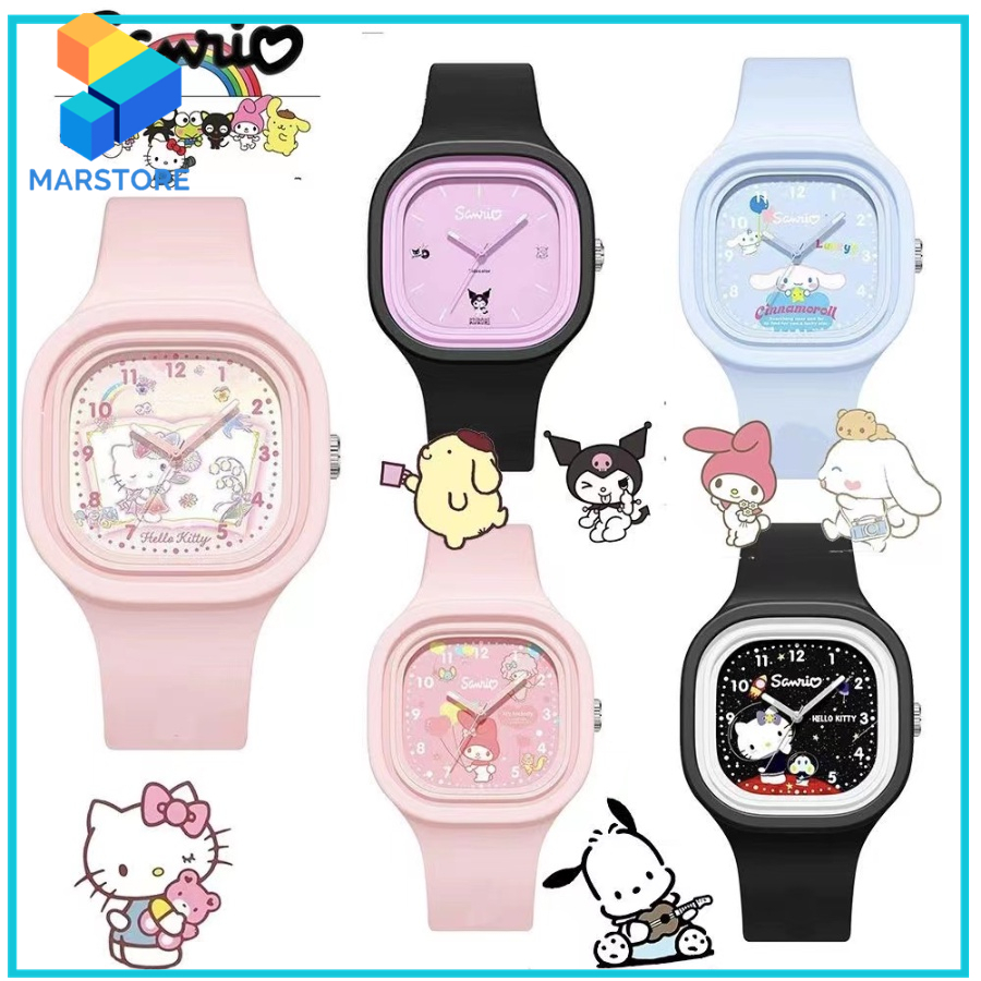 Sanrio นาฬิกาข้อมือควอตซ์แฟชั่น สายซิลิโคน กันน้ํา ลายการ์ตูน Kuromi Melody KT Cinnamon Pudin Dog ขอ