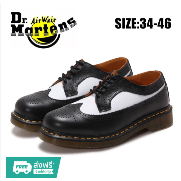 【คุณภาพสูง 100%】dr.martens ขนาด 35-46. รองเท้าบูทมาร์ติน หนังวัว หัวกลม 5 หลุม สไตล์คลาสสิก สําหรับผู้ชาย และผู้หญิง QNET