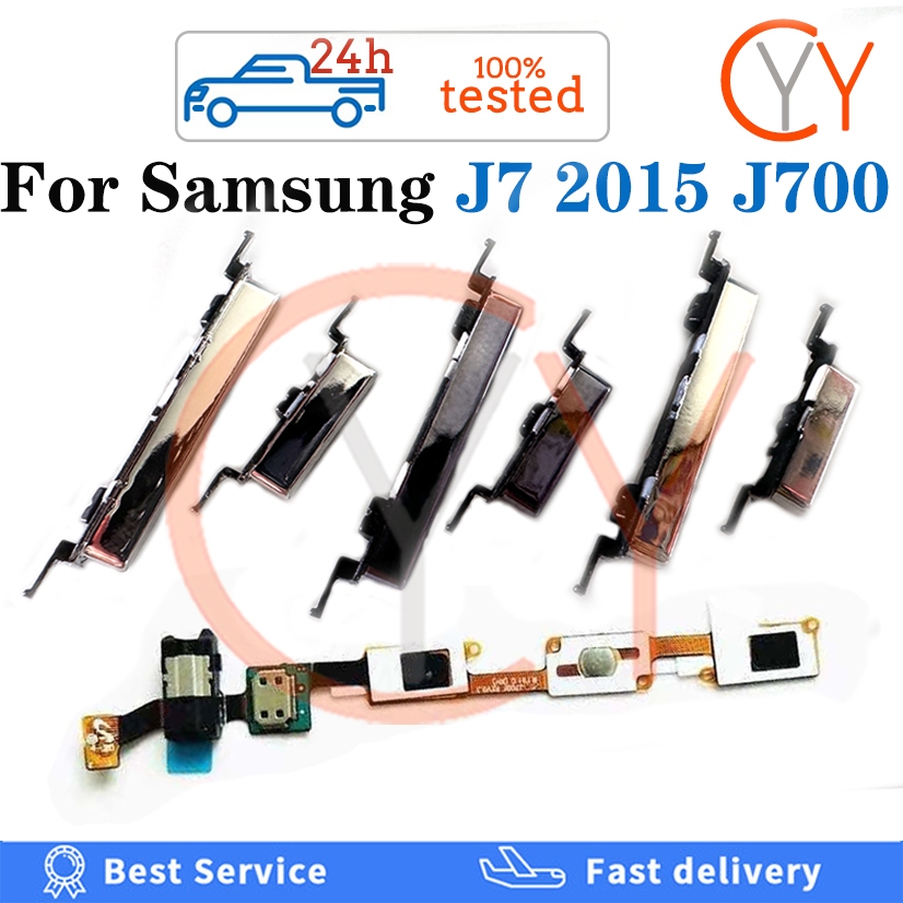 สําหรับ Samsung Galaxy J7 2015 J700 J700F J700H J700M J700T ปุ่ม Home Flex สายปริมาณปุ่มหูฟังแจ็ค Fl