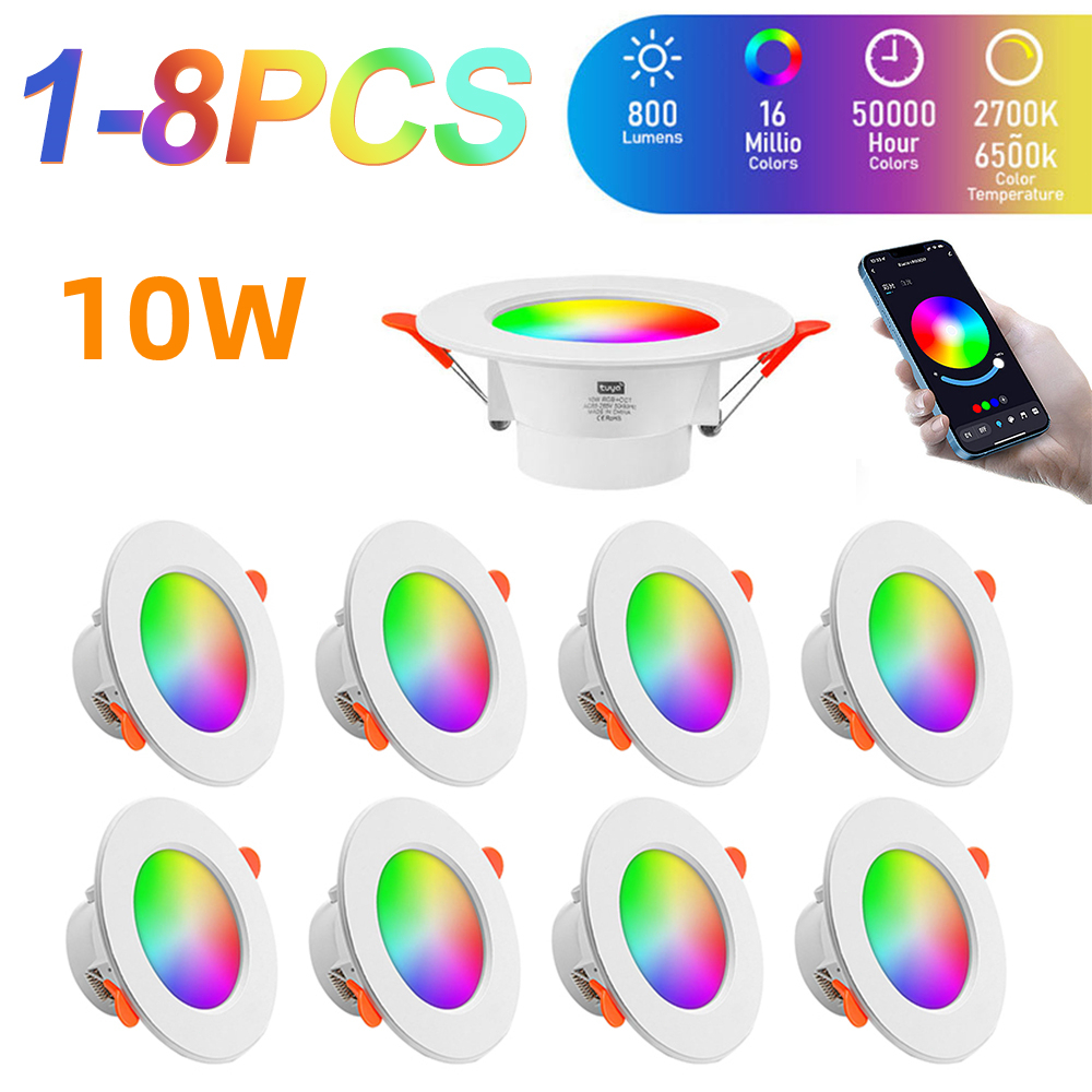 Amiluo โคมไฟติดเพดาน LED Downlight สมาร์ทดาวน์ไลท์ โคมไฟดาวน์ไลท์ RGBดาวน์ไลท์ฝังฝ้า 10W RGB+CCT ควบคุมไฟเพดานผ่านบลูทูธ