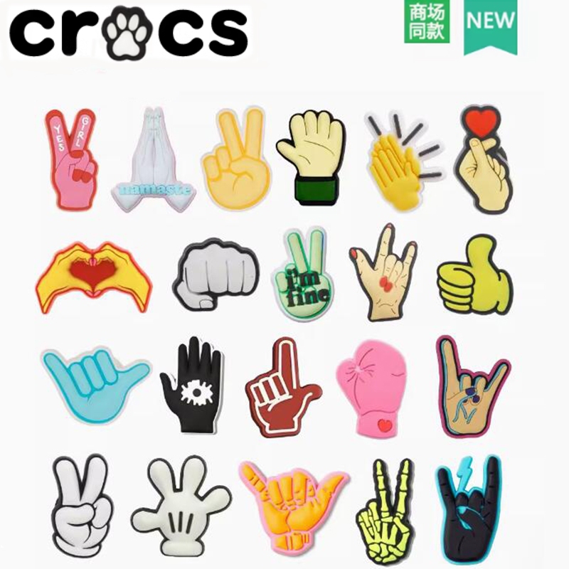 Crocs Hole รองเท้าดอกไม้อุปกรณ์เสริม diy รองเท้าหัวเข็มขัดอุปกรณ์เสริม crocs Zhibixing การ์ตูน Gesture ตกแต่งหัวเข็มขัด 666