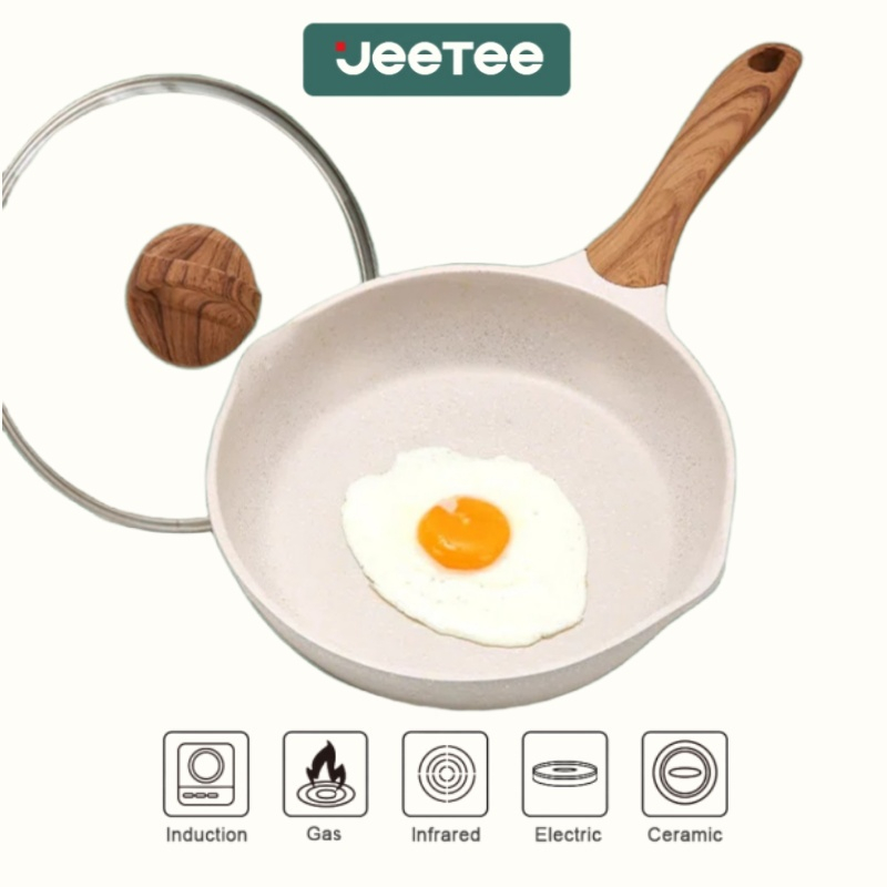 JEETEE กระทะนอนสติ๊ก กระทะผัด ทอด ใช้ในครัวเรือน 20/24/28ซม.กระทะเคลือบแบบหนาใช้ได้กับเตาทุกประเภท