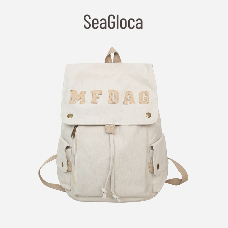 Seagloca Retro Drawstring Flip Backpack College Style Lightweight Backpack Large Capacity Backpack For Women No 1913