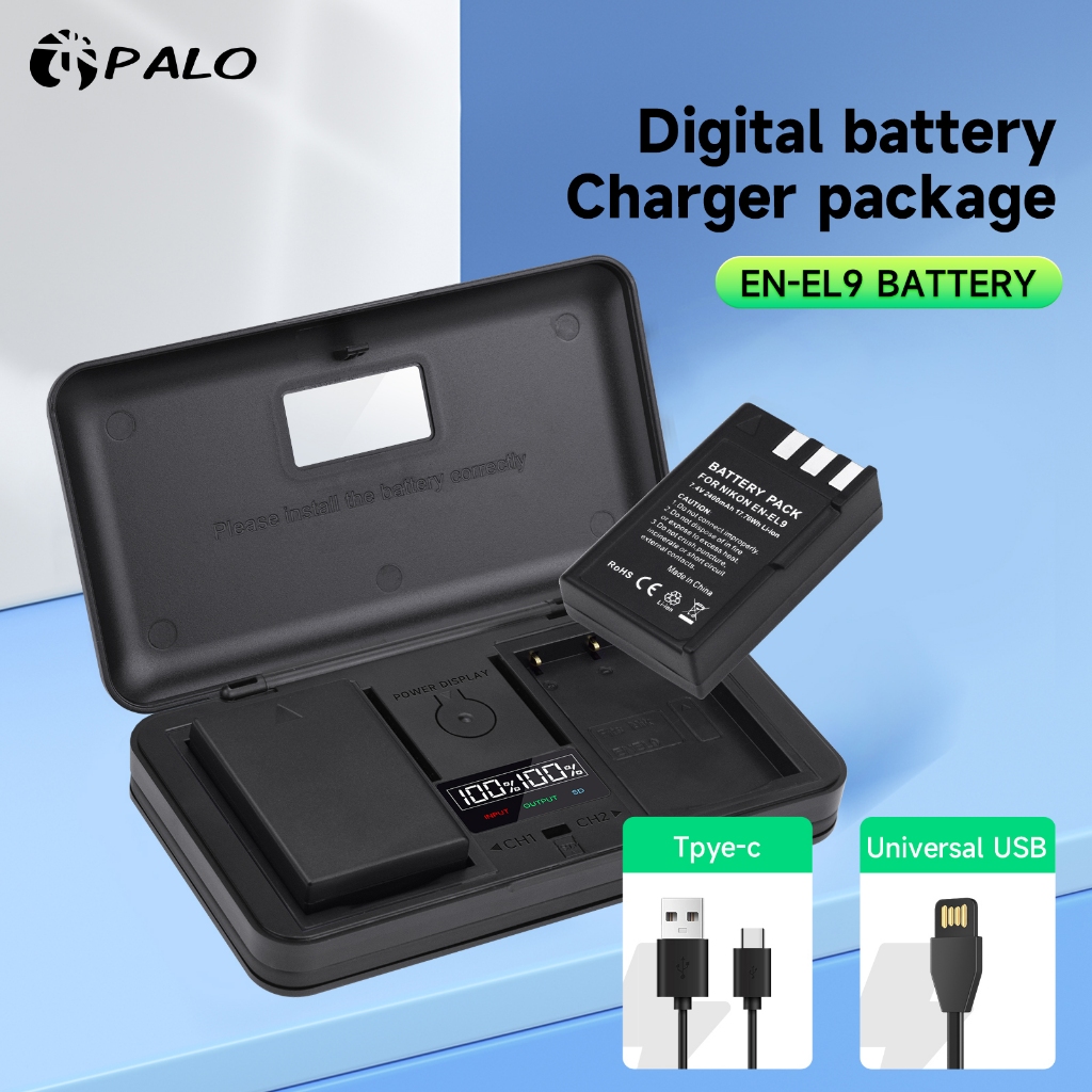 Palo EN-EL9 แบตเตอรี่กล้องมัลติฟังก์ชั่น LCD สําหรับ Nikon D5000 D3000 D60 D40 D40X