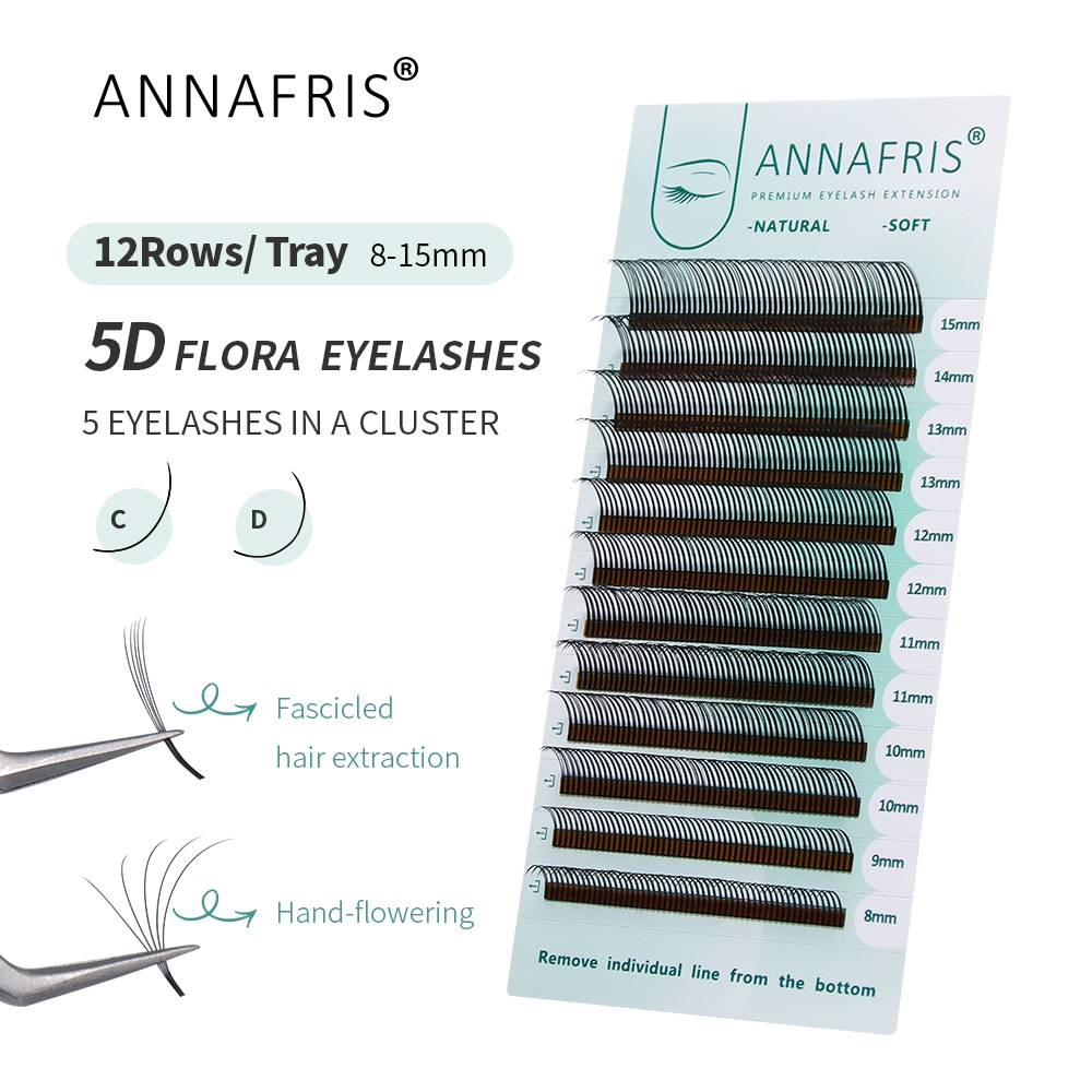 Annafris 5D ดอกไม้ Fairy ขนตาส่วนบุคคล Soft Natural Fairy Flora Cluster Eyelash Volume Easy Fan EyeLashes