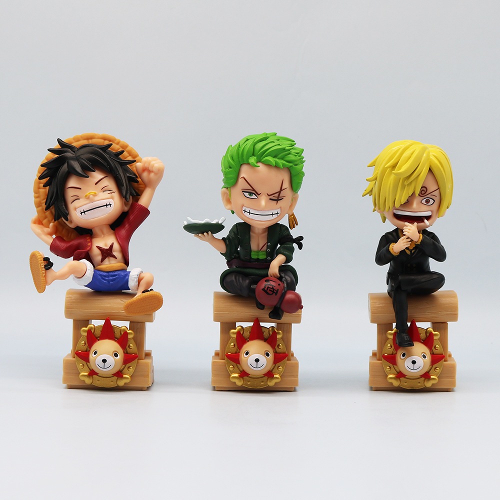 1 ชิ้น 14-16 ซม.One Piece Action Figure ลิง D Luffy Sanji Roronoa Zoro GK รูปปั้นพัน Sunny รุ่น Q PVC ตัวเลขการกระทําตุ๊กตาของเล่น