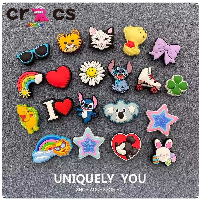ใหม่ อุปกรณ์เสริมยอดนิยม Charm Jibbitz รองเท้าดอกไม้ตกแต่ง Rainbow Seriesครื่องประดับแฟชั่น DIY