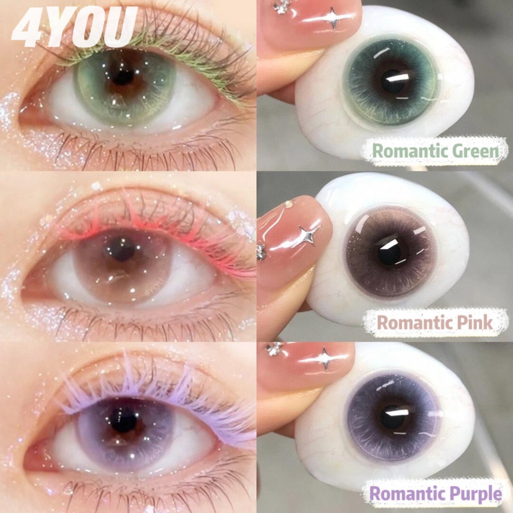 4คุณ 2ชิ้น (0 ~-8.00) เลนส์เกรดสีชมพูเลนส์สีคอสเพลย์คอนแทคเลนส์ตาแต่งหน้าสีเขียวธรรมชาติรายปีใช้กับตลับคอนแทคเลนส์14.5มม
