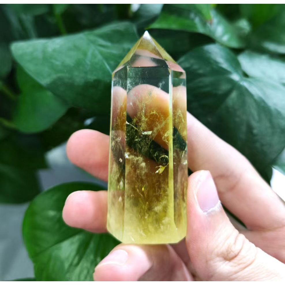 ซิทรินทาวเวอร์คริสตัลธรรมชาติสีเหลืองจุด โอเบลสก์ คริสตัลแกะสลักเครื่องประดับตกแต่งบ้านรักษาพลังงานหินของขวัญ