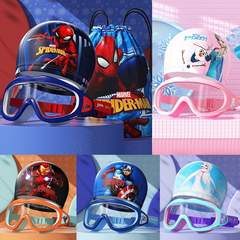 Disney แว่นตาว่ายน้ำเด็ก แว่นตาว่ายน้ำ แว่นตาว่ายน้ำปรับระดับได้ ป้องกันแสงแดดUV สำหรับเด็กอายุ 2ถึง16 ปี 🏊🏻‍♀️กรเป๋าว่ายน้ำเด็ก กระเป๋าใส่ชุดว่ายน้ำ กระเป๋ากันน้ำ🏊🏻‍♀️หมวกว่ายน้ำเด็ก