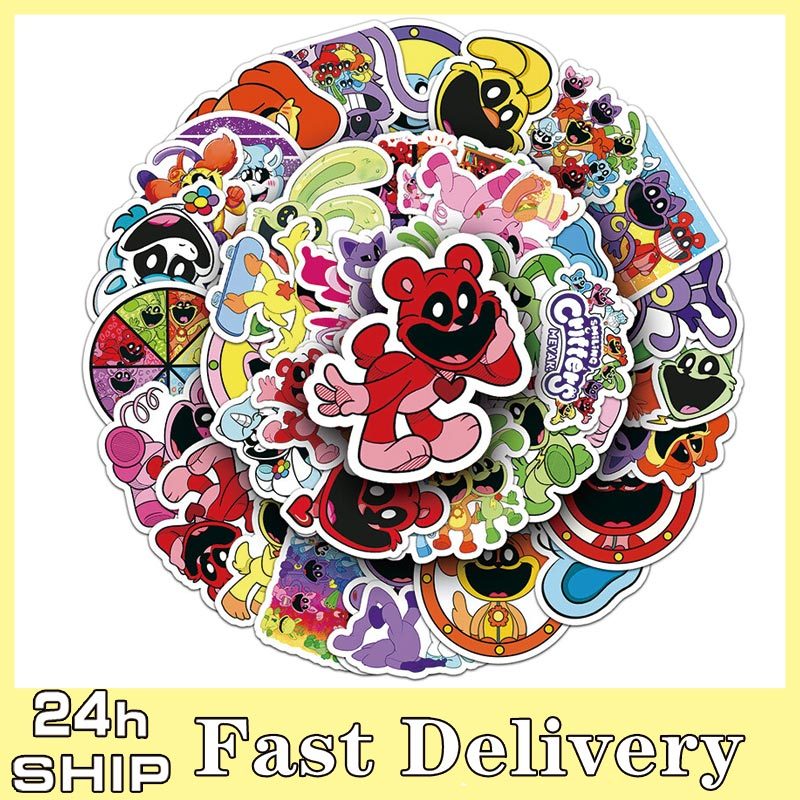 50pcs ยิ้ม Critters สติกเกอร์การ์ตูนภาพเคลื่อนไหวสยองขวัญเกม Decal ตกแต่งสติกเกอร์ของเล่นเด็ก