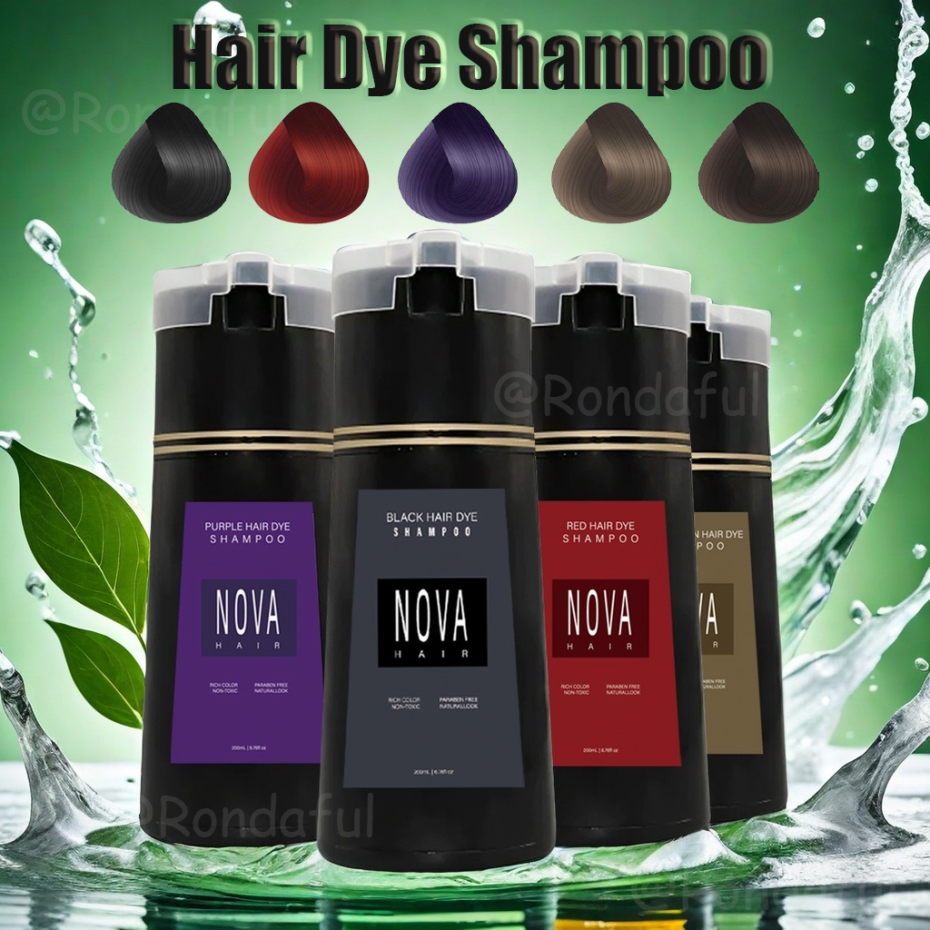Nova Hair Dye Shampoo Gentle Hair Coloring Shampoo ผมขาว Shampo Long Lasting Hair Dying Shampoo haruath