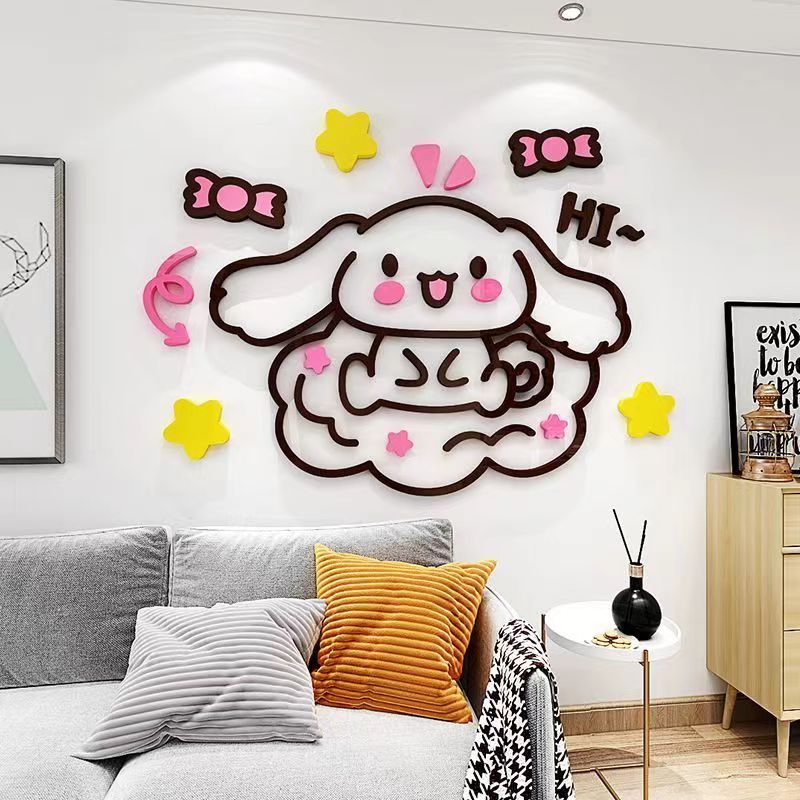 【DAORUI】การ์ตูนอะนิเมะเรียบง่ายลม Yugui Dog 3D อะคริลิคสติกเกอร์ติดผนังกาวตนเองสามมิติสำหรับเด็กห้องนอนหัวเตียงอะคริลิค