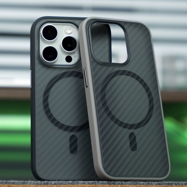 【Non-slip stripes/Matte acrylic hard case/Black】เคส compatible for iPhone 13 14 15 pro max case