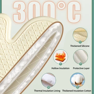 ถุงมืออบขนมในครัว Anti-Scalding Anti Slip Silicone 300 ℃ เตาอบทนอุณหภูมิสูงไมโครเวฟหนาเครื่องครัวความร้อนฉนวนเครื่องมืออบ