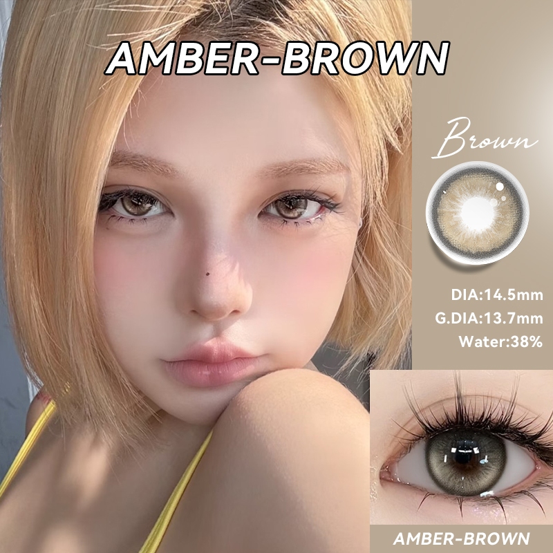 Starlens 10 ชิ้นคอนแทคเลนส์สําหรับ 1 วันใช้ Amber-Brown 14.5 มม.ตาโตเกรด 0-8