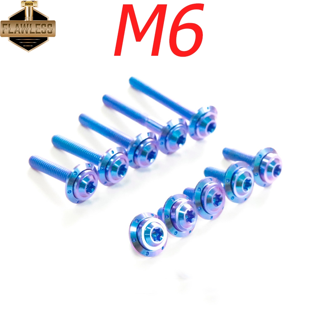 FLAWLESSTI M6x10-55 น๊อตไททาเนียม เกรด5 ชุดน็อตบังโคลนหน้า น็อตบังโซ่ กันร้อนเวฟ น็อต Honda Forza 350 Giorno 125 PCX 160 Yamaha Xmax 300
