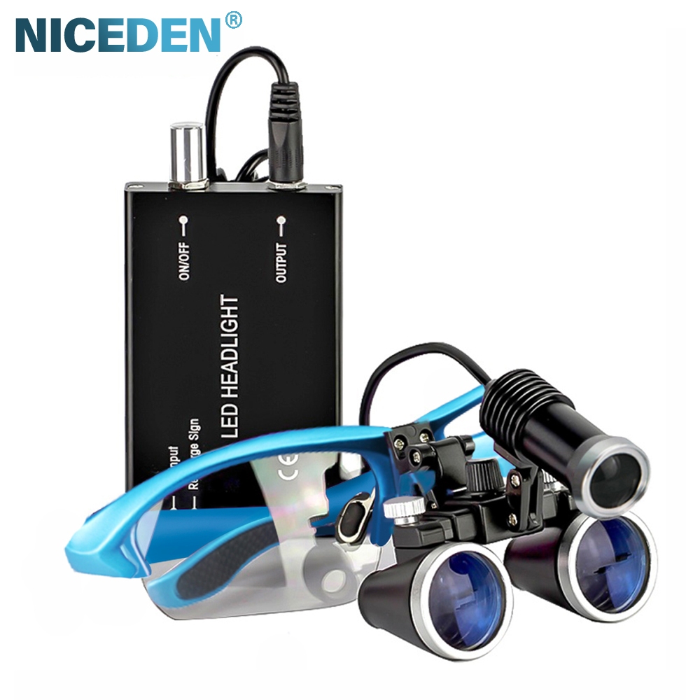 Niceden 2.5X 3.5X LED ทันตกรรม Loupe Ultralight แว่นขยายกล้องส่องทางไกลทันตแพทย์ผ่าตัดทันตกรรมแว่นตาสําหรับทันตกรรมศัลยกรรมมุม