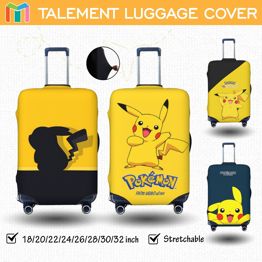Pikachu ผ้าคลุมกระเป๋าเดินทาง ผ้าสแปนเด็กซ์ แบบยืดหยุ่น ยืดหยุ่น Luggage Cover 18 20 22 24 26 28 30 32 นิ้ว