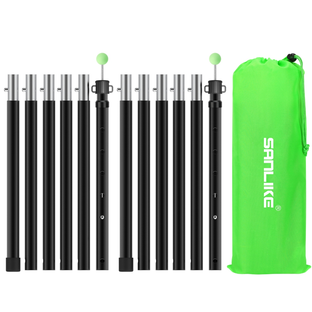 ซันนี่ เสาผ้าใบกันน้ําสําหรับเต็นท์เสาอลูมิเนียมชุด2พับกลางแจ้งอุปกรณ์ตั้งแคมป์เสากันสาดลูกปัดแก้วการเชื่อมต่อสปริงพร้อมถุงเก็บ