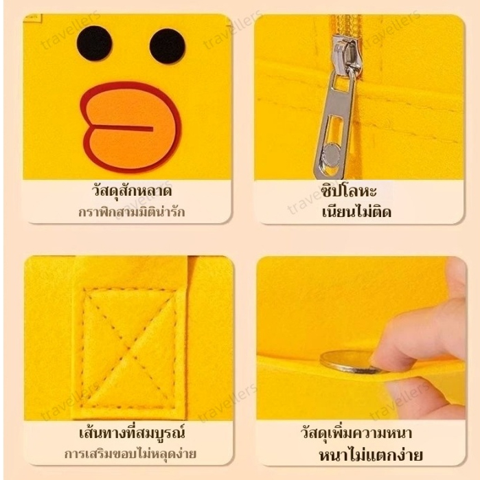 กระเป๋าถือ ผ้าสักหลาด ทนทาน วามจุขนาดใหญ่ แบบพกพา แฟชั่นมา น่ารัก-กันน้ำ กระเป๋าเดินทางการ์ตูน - รูปที่ 3