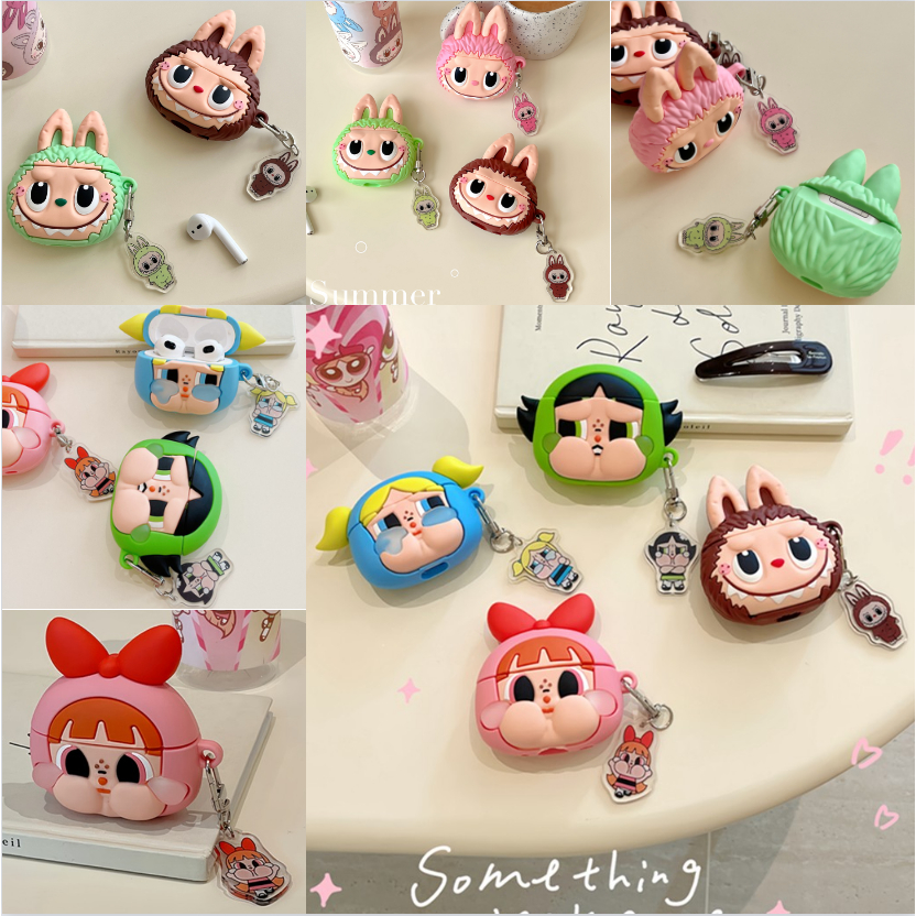 Air Pods 4 การ์ตูนน่ารักร้องไห้เด็ก Powerpuff Girls labu เหมาะสําหรับ Apple Airpods Pro 2 ฝาครอบป้องกันสามมิติ Air Pods 3 ฝาครอบหูฟัง Apple Air Pods เคสซิลิโคน