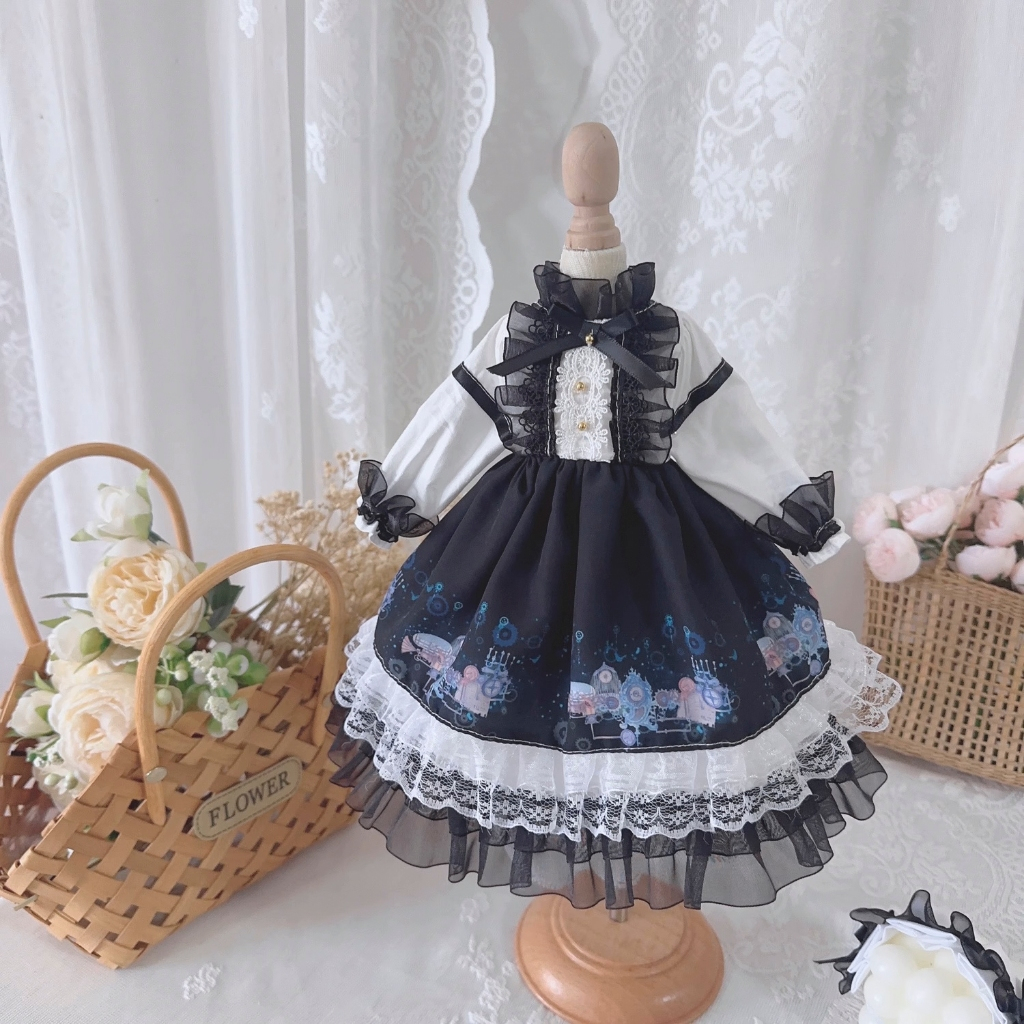 ตุ๊กตา Bjd เสื้อผ้า 1/6 1/4 1/3 blythe กระโปรงชุดเด็กโตตุ๊กตาผ้าฝ้าย Black Series
