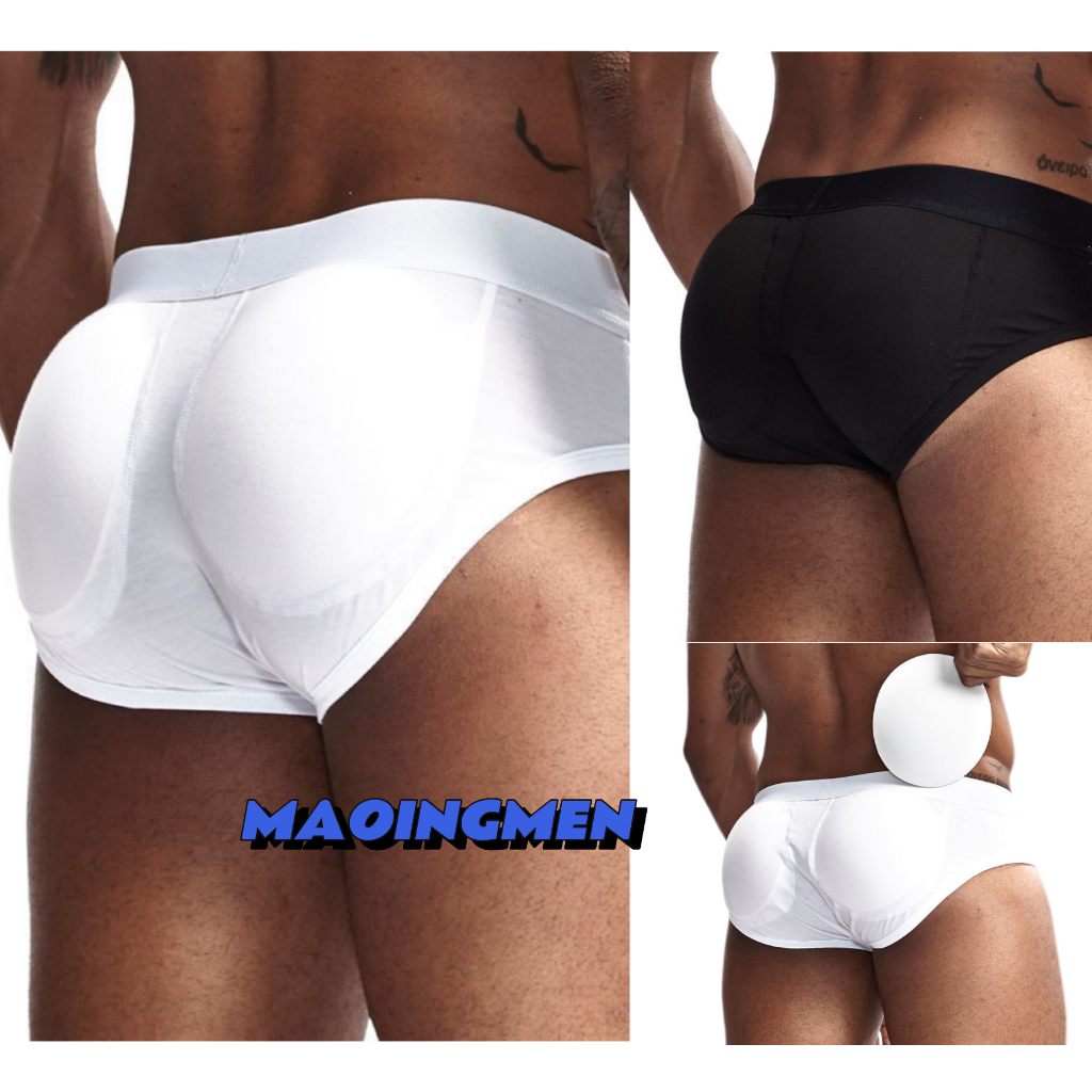 [MAOINGMEN] กางเกงยกสะโพกสําหรับผู้ชายสะโพก Enhancement Shaping ก้นปลอมที่รองแก้วถ้วยถอดได้