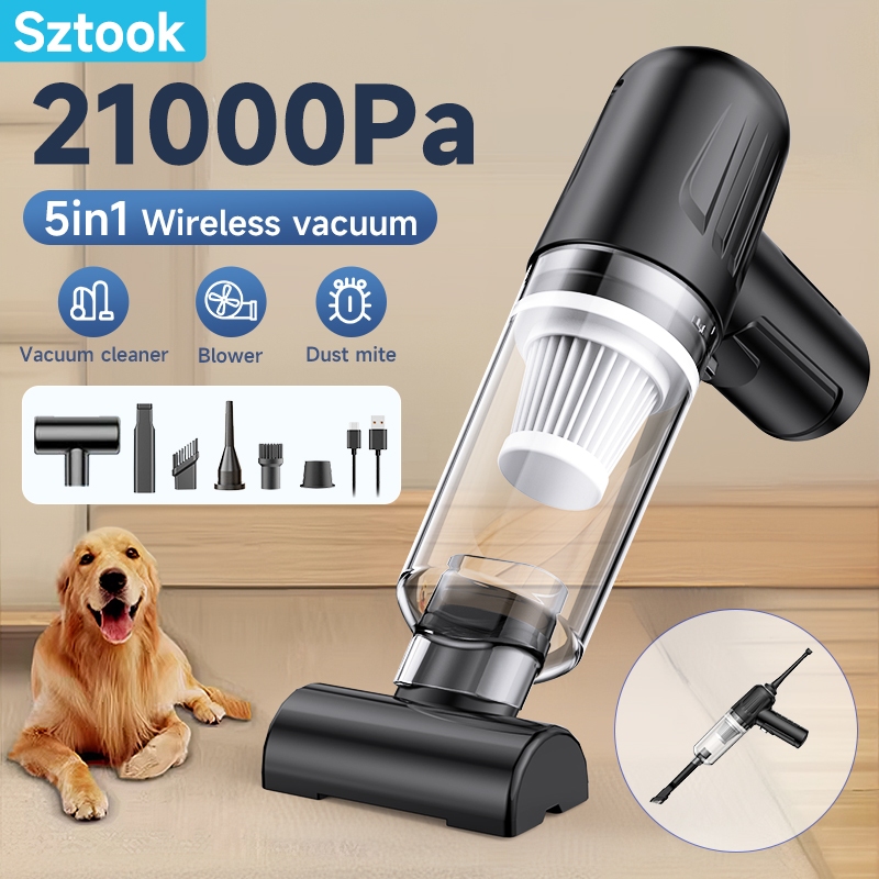 เครื่องดูดฝุ่นไร้สาย 5 ใน1 210000Pa เครื่องเป่าลม 60000RPM ไม้ปัดฝุ่นลม เครื่องดูดฝุ่นในรถยนต์ไร้สาย