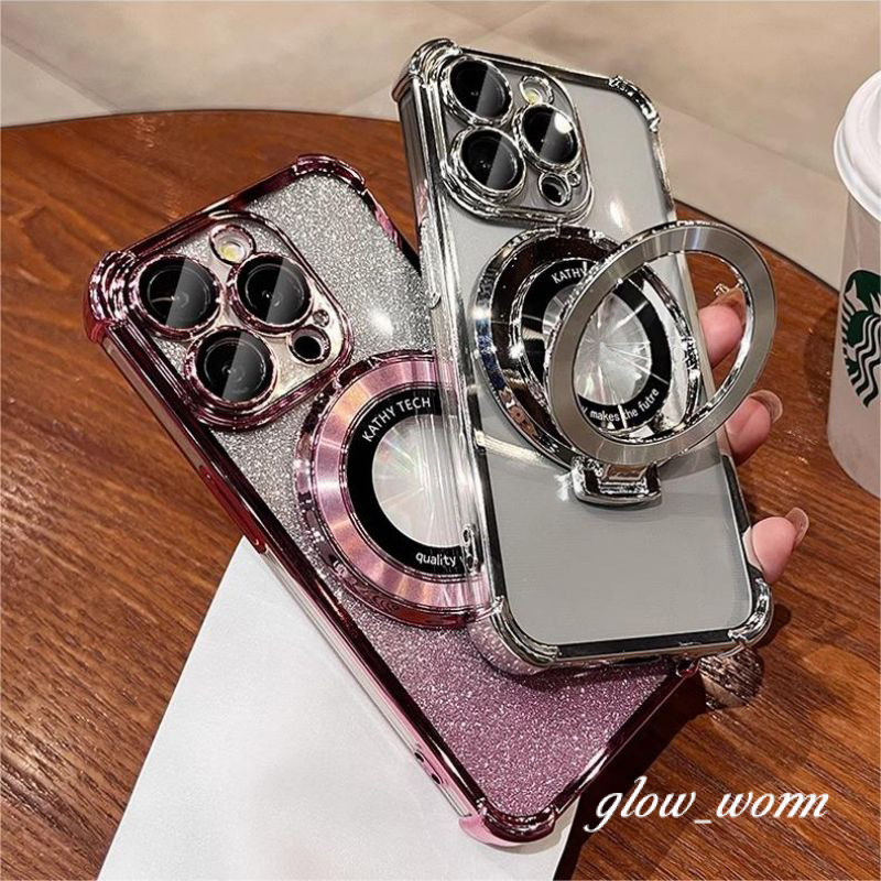Magnetic Glitter bling การป้องกันกล้องการป้องกันกล้องเคสโทรศัพท์สําหรับ iPhone 17 16 15 14 13 12 11 Pro Max Plus Air