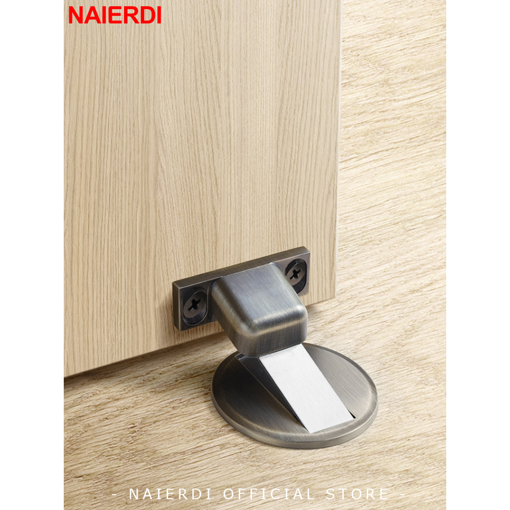 Naierdi กันชนแม่เหล็ก ฟรีเล็บ สังกะสีอัลลอยด์ หยุดประตูกันลม จับประตูหนัก เฟอร์นิเจอร์ฮาร์ดแวร์