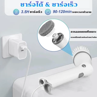 Xiaomi Youpin ขัดห้องน้ํา แปรงขัดห้องน้ำไฟฟ้า แปรงทำความสะอาดไฟฟ้า รวม 6หัวแปรง ความยาวและมุมปรับได้ทำสะอาดไร้จุดบอด360°