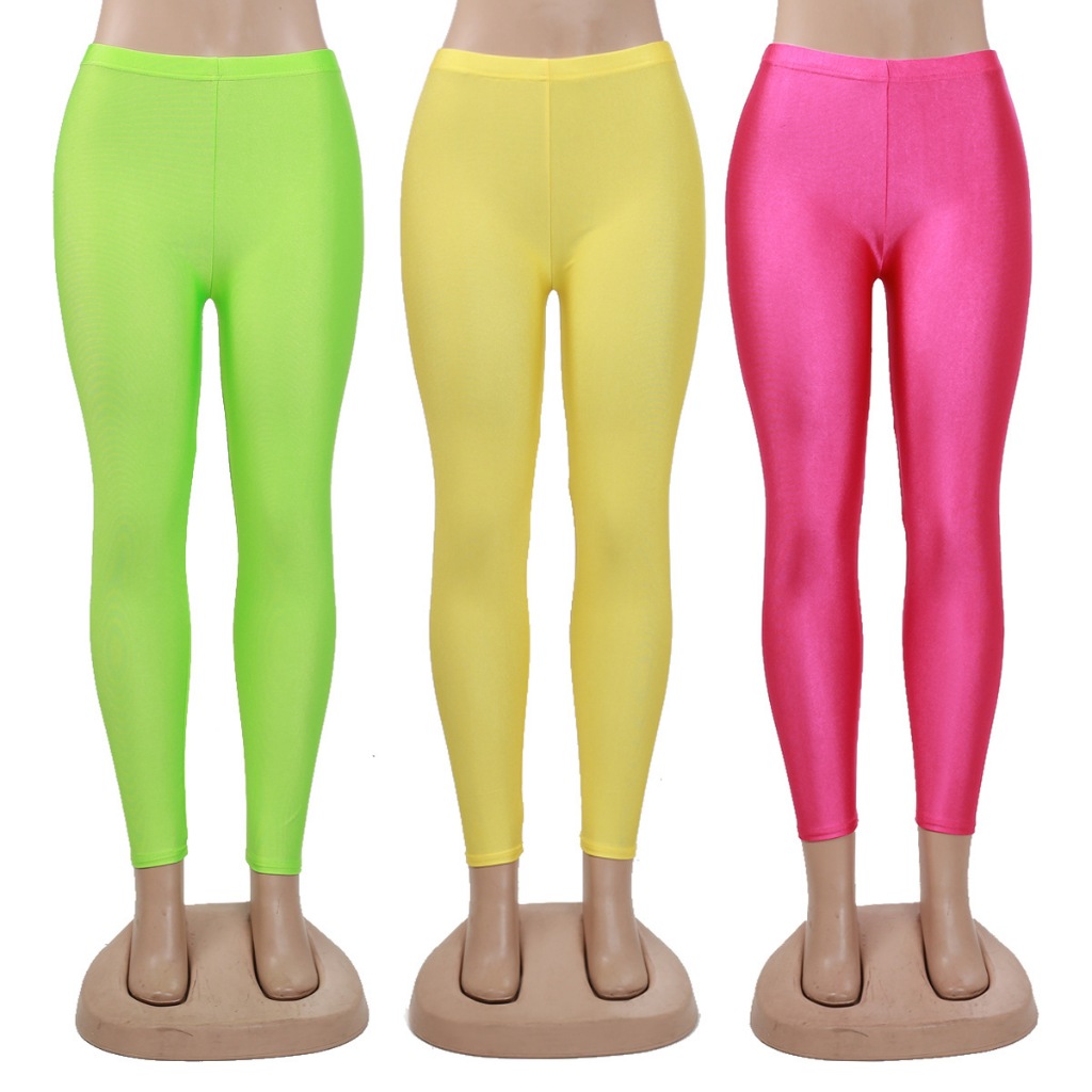 legging สะท้อนแสงสีเอวสูงสำหรับผู้หญิง ยืดหยุ่นได้ดี เหมาะสำหรับโยคะและกีฬา