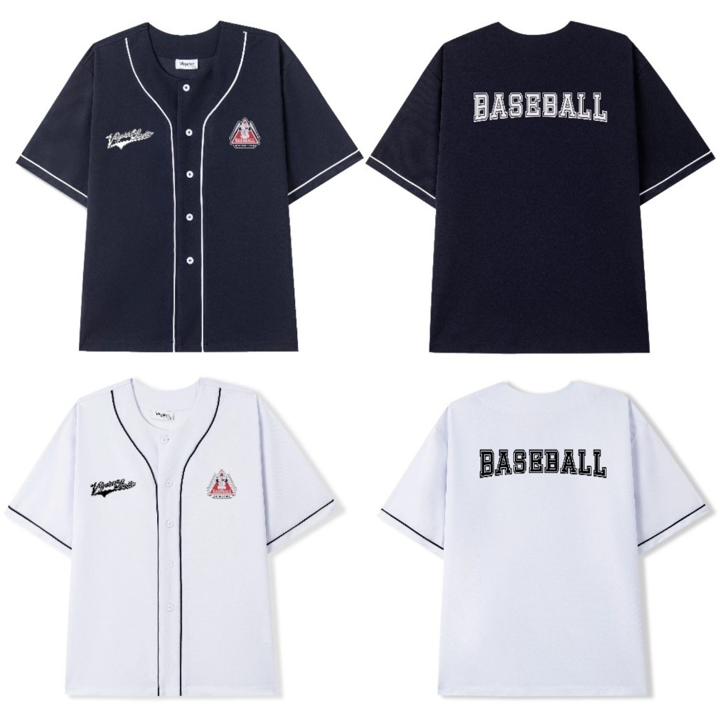 เสื้อเชิ้ตผู้ชายและผู้หญิงสไตล์เกาหลีพิมพ์ลาย เสื้อเชิ้ตเบสบอลแขนสั้น oversize เสื้อหลวม ชุดสตรีทสําหรับผู้หญิง