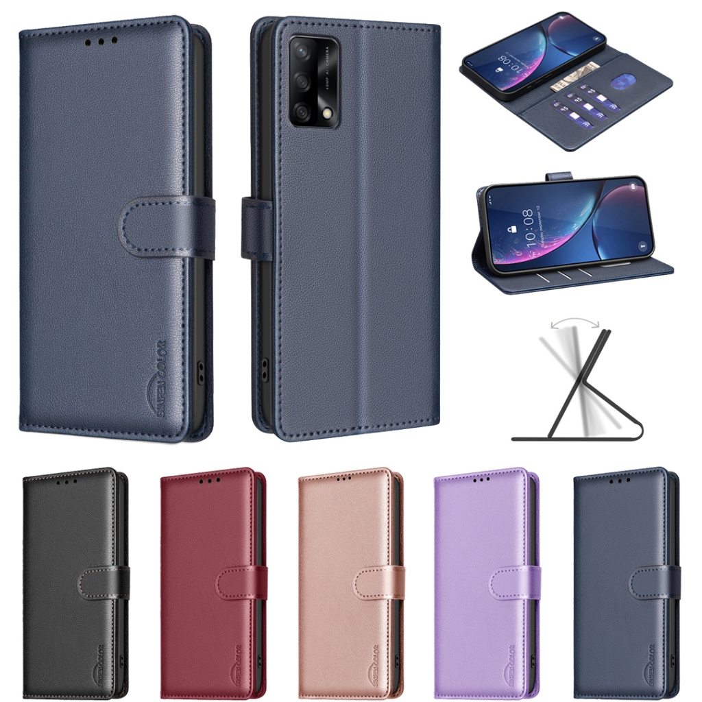 สําหรับoppo Reno6 Reno5 Z A93 A74 A54 A55 A94 A95 5G A16 A16S A92 A72 A52 4Gพร้อมRFIDการปิดกั้นกระเป๋าสตางค์หนังกรณีผู้ถือบัตรฝาครอบ