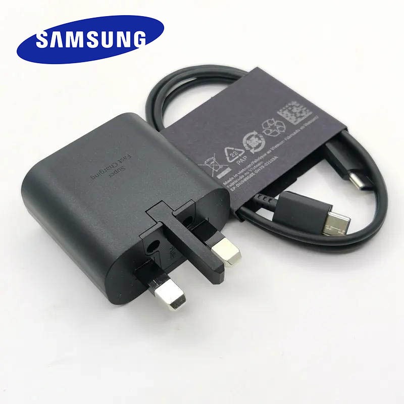 Samsung 25W UK Plug Fast Charger PD Super Fast Charging Adapter สําหรับ Galaxy S24 S23 S21 S20 หมายเ