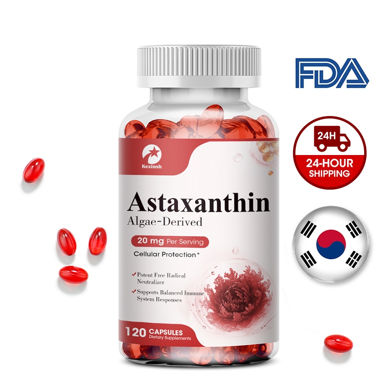 Astaxanthin อาหารเสริม สารต้านอนุมูลอิสระ 20 มก. พร้อมน้ํามันเมล็ดองุ่น น้ํามันมะพร้าวออร์แกนิก
