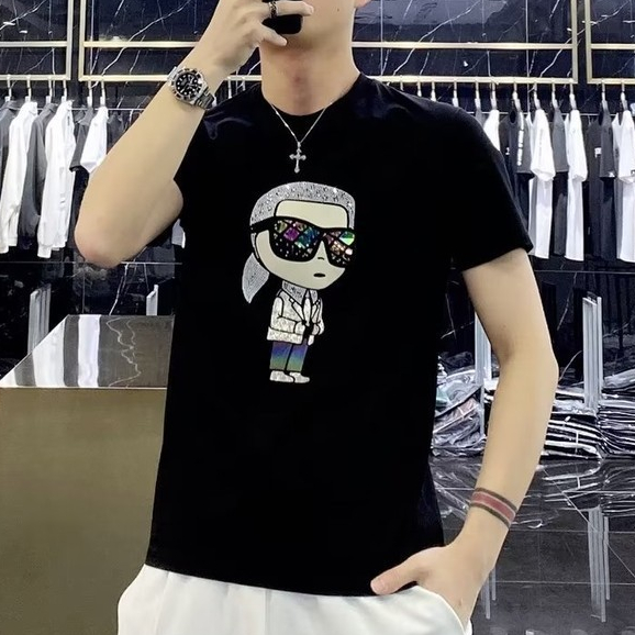 T เสื้อผู้ชายร้อนเพชรสีกระจกพระพุทธรูป DIA ระบายอากาศผ้าฝ้ายแท้แขนสั้น Boy Top