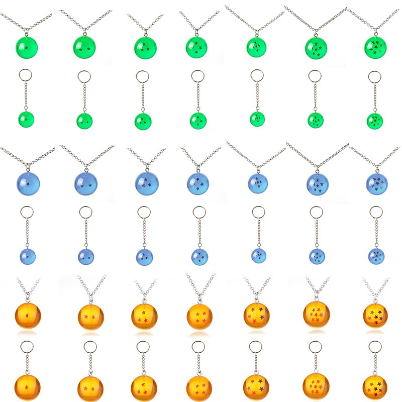 42 สไตล์ Dragon Ball Key Chain สร้อยคอจี้คริสตัลบอล Shenron Wish Balls Reiki อัญมณีรอบลูกปัด Ball อุปกรณ์ผู้หญิงผู้ชายเครื่องประดับตุ๊กตาของเล่น