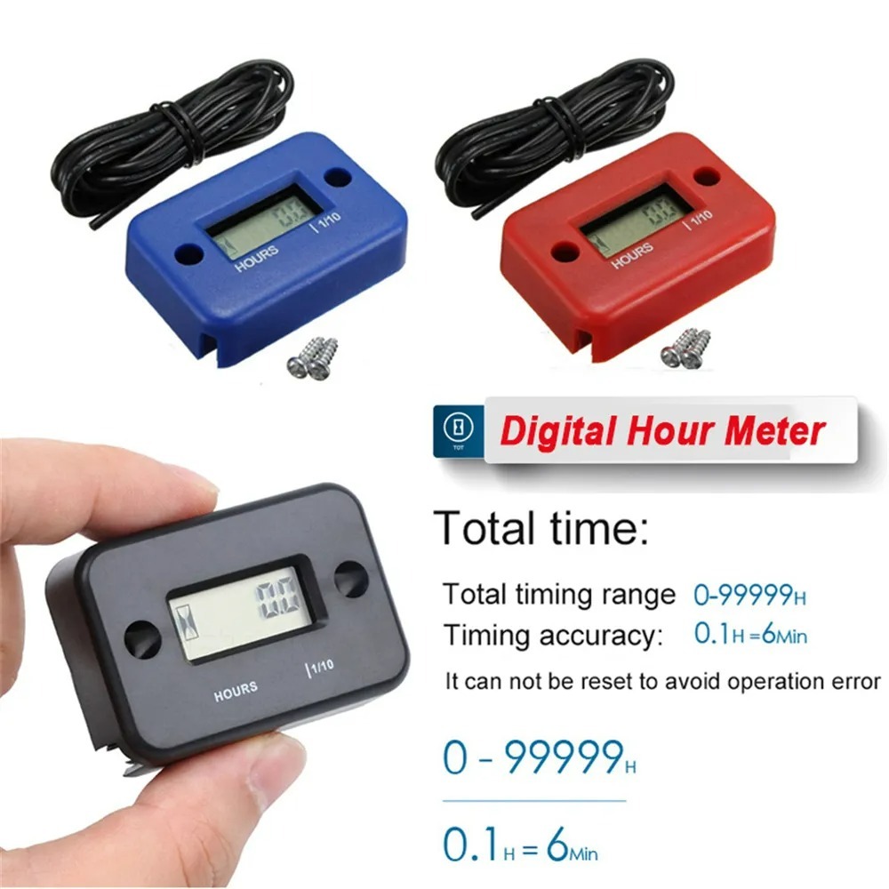 เครื่องวัดชั่วโมงแบบดิจิตอล LCD สําหรับ ATV เครื่องมือรถจักรยานยนต์นาฬิกา Snowmobile เรือเบนซินเครื่องกําเนิดไฟฟ้าจักรยานอุปกรณ์เสริมในรถยนต์