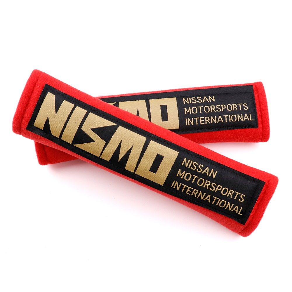 2pcs NISMO เข็มขัดนิรภัย JDM สไตล์ผ้าฝ้าย Auto Car Seatbelt ไหล่ Pad Protector สีแดง/สีดํา