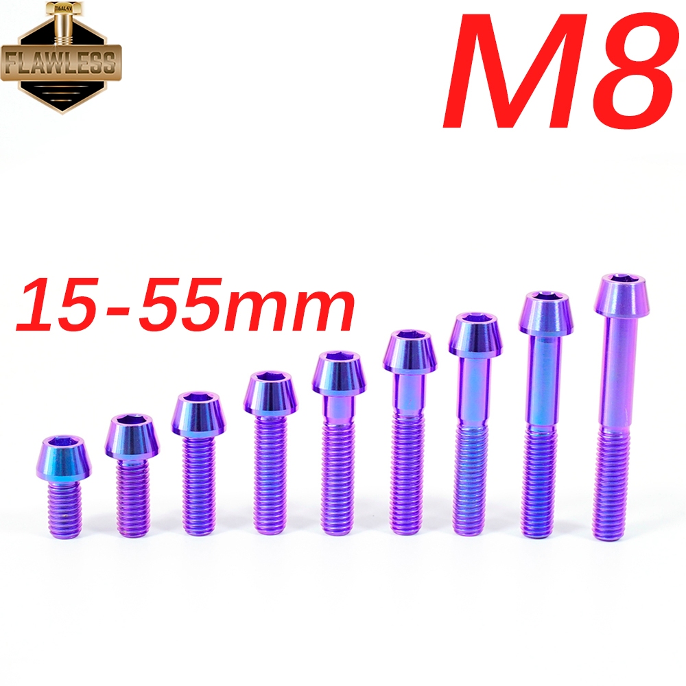 FLAWLESSTI M6X10-40 M8×15-55 น๊อตไททาเนียม เกรด5 อุดเฟืองท้าย น็อตโช้คหน้ น็อตล้อหน้า น็อตยึดขาปั้มล่าง น็อตกันตก Vespa Sprint 150 Honda Forza 350 Wave 125i PCX 160 Yamaha Xmax 300