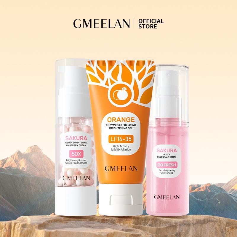 GMEELAN เจลผลัดเซลล์ผิวด้วยเอนไซม์สีส้ม, ซากุระ กลูต้า อันเดอร์อาร์ม ครีม, ซากุระ กลูต้า สเปรย์ระงับกลิ่นกาย