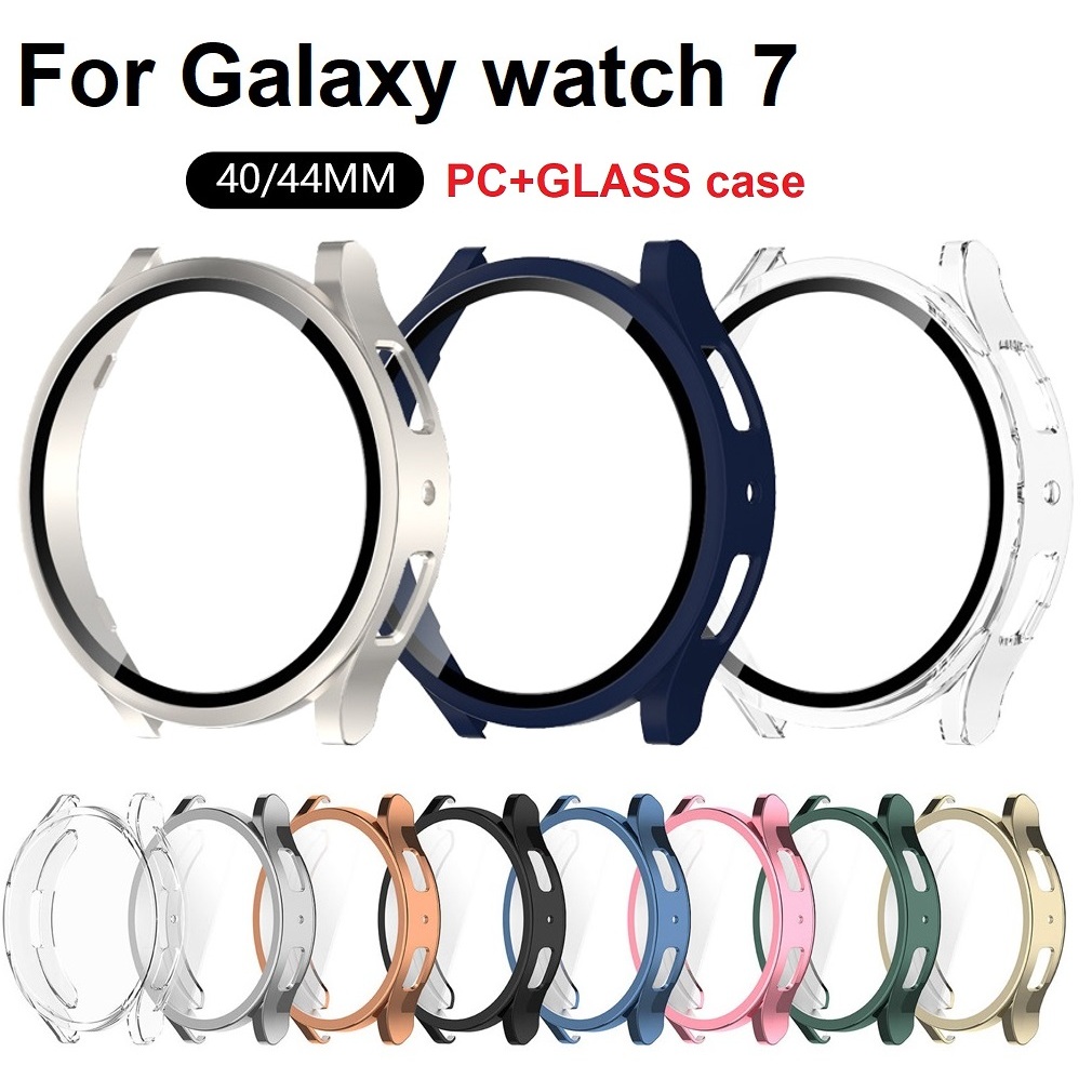 กระจกนิรภัยสําหรับ เคส Samsung Galaxy Watch 7 Case กรณี เคส Galaxy Watch 7 ป้องกันหน้าจอแบบเต็มหน้าจอกระจกนิรภัยสําหรับ Galaxy Watch 7 เคส Protector กันชนขนาด 40 มม.44 มม.